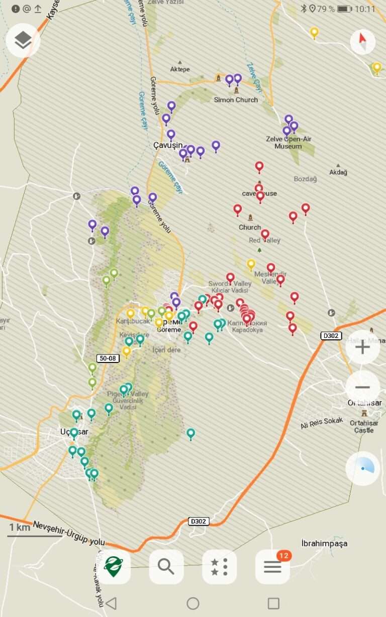 Метки для Organic maps к маршрутам по Каппадокии